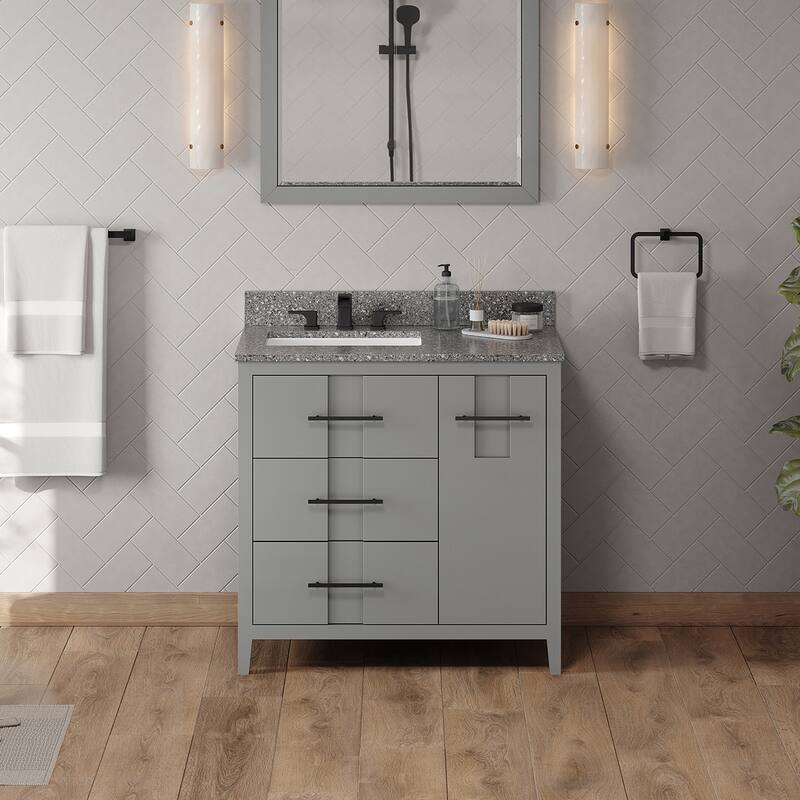 Jeffrey Alexander VKITKAT36R-MARBLE Katara 36" Free Standing Vanity