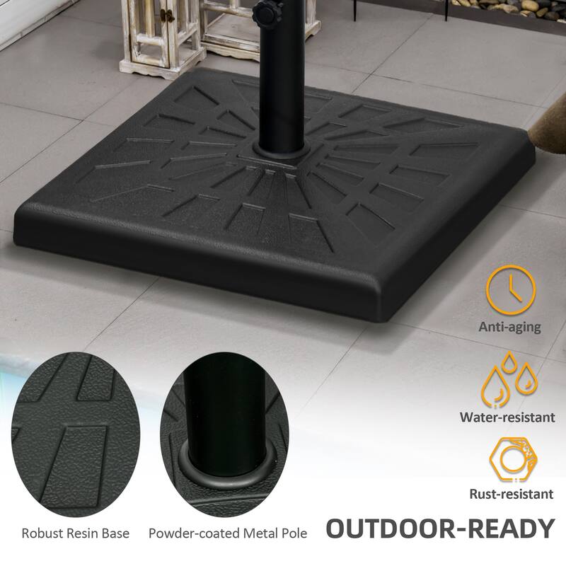 Outsunny 42lbs Resin Patio Umbrella Base, 20" Square Outdoor Umbrella Stand Holder for Parasol Poles