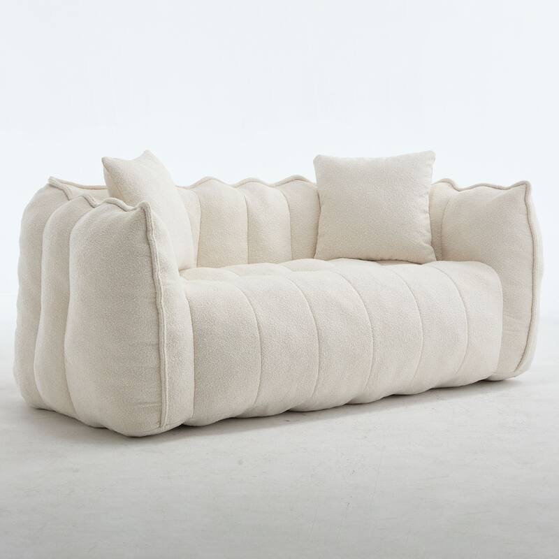 Soft Bean Bag Chair for Adults, Cozy Lazy Bean Bag Sofa, 2 Seat with Armrests for Home