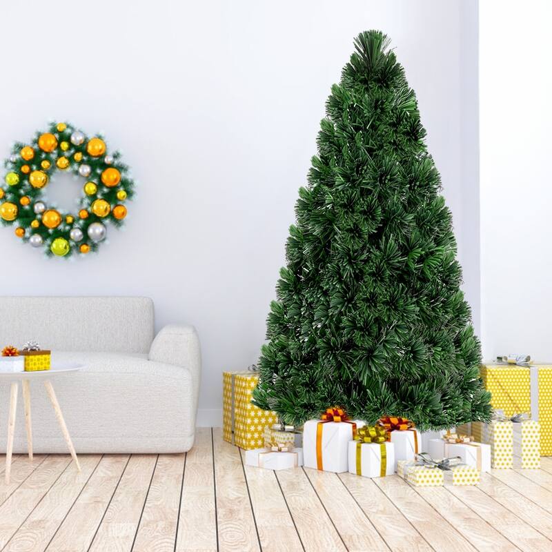 6 Feet Artificial Pre-Lit Fiber Optic PVC Christmas Tree