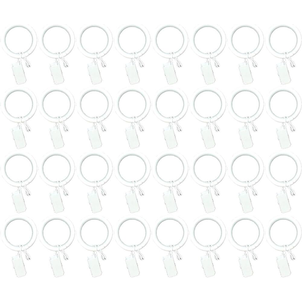 32PCS 1.25" Drapery Curtain Rod Rings for 1" Rod with Clips, Eyelets and Nylon Inserts