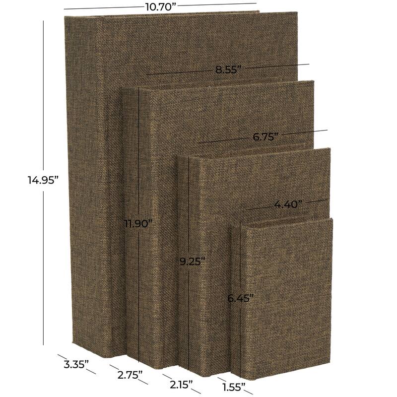 Roche River Decor - Linen Fabric Chevron Patterned or Texxtured Faux Book Storage Box - Set of 3 or 4 Multi-Colored