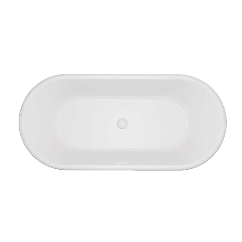 66'' W,73 GALLONS Freestanding Acrylic Soaking Bathtub With Drain And Overflow Holes