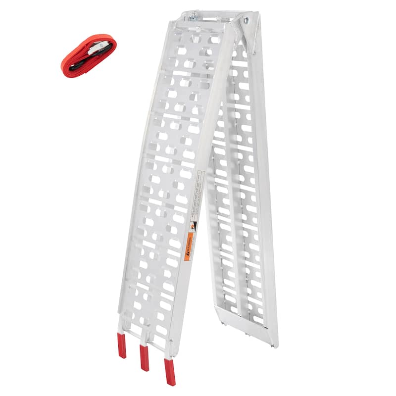 7.5ft Heavy Duty Three-section Aluminum Arched ATV UTV Ramp Silver - 1PCS