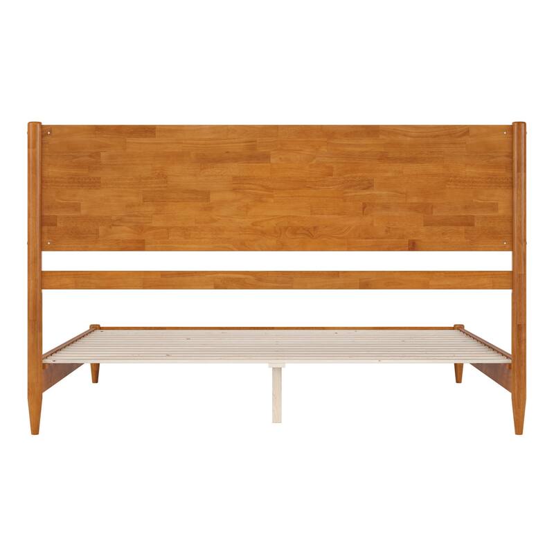 King Size Platform Bed - Solid Wood Low Profile Bed Frame - Victorian Style Bedroom Furniture