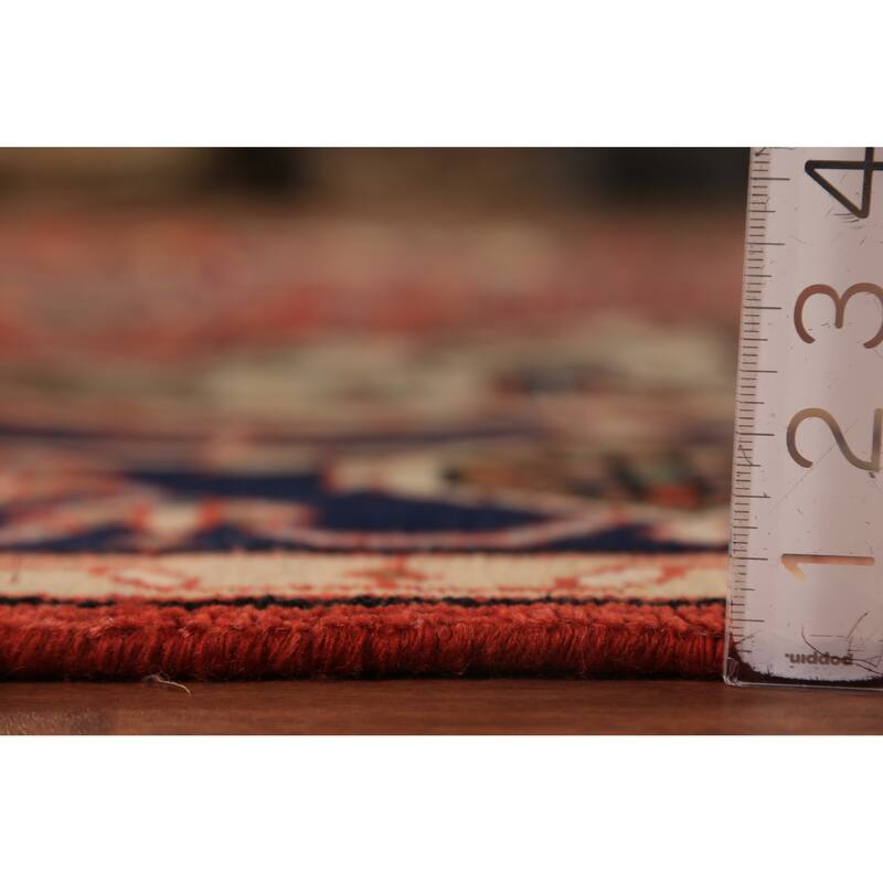 Orange Geometric Heriz Serapi Indian Area Rug Handmade Wool Carpet - 7'11"x 9'10"