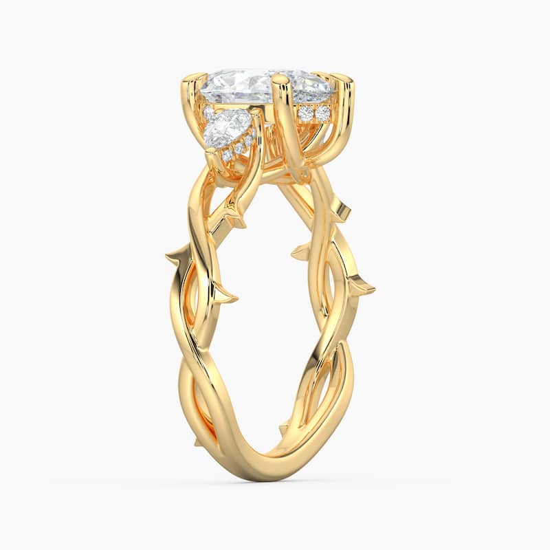 Auriya 14k Gold Pear Lab Grown Diamond Thorn Vine Three Stone Hidden Halo Engagement Ring 1 to 5 ct. tw. (F-G, VS)