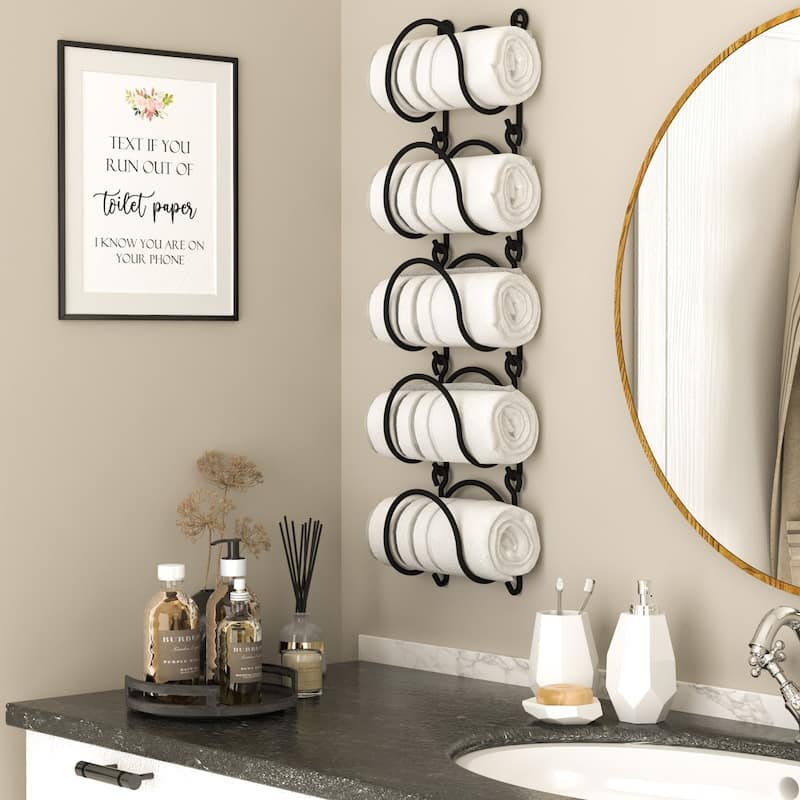 Wallniture Boto Towel Rack, Rustic Wall Decor Bathroom Organizer (Set of 5)