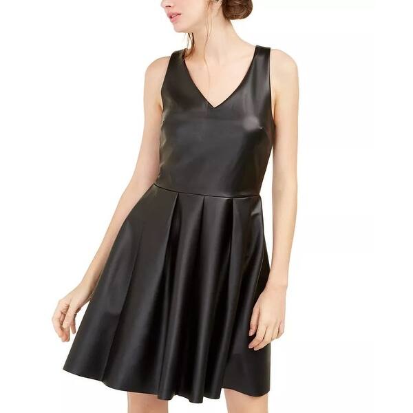 Planet Gold Women's Sleeveless V Neck Short Fit + Flare Party Dress Black  Size Xx-Small - Bed Bath & Beyond - 40578583