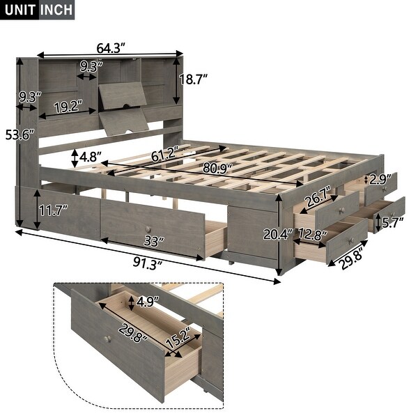 楽天 送料無料にならない Open with Bed Platform Storage Storage 8 and Headboard シャツ/ブラウス(長袖/七分)