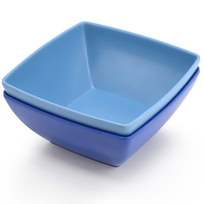 Gibson Home Grayson 4 Piece 6 Inch Square Melamine Dinner Bowl Set in Assorted Blue