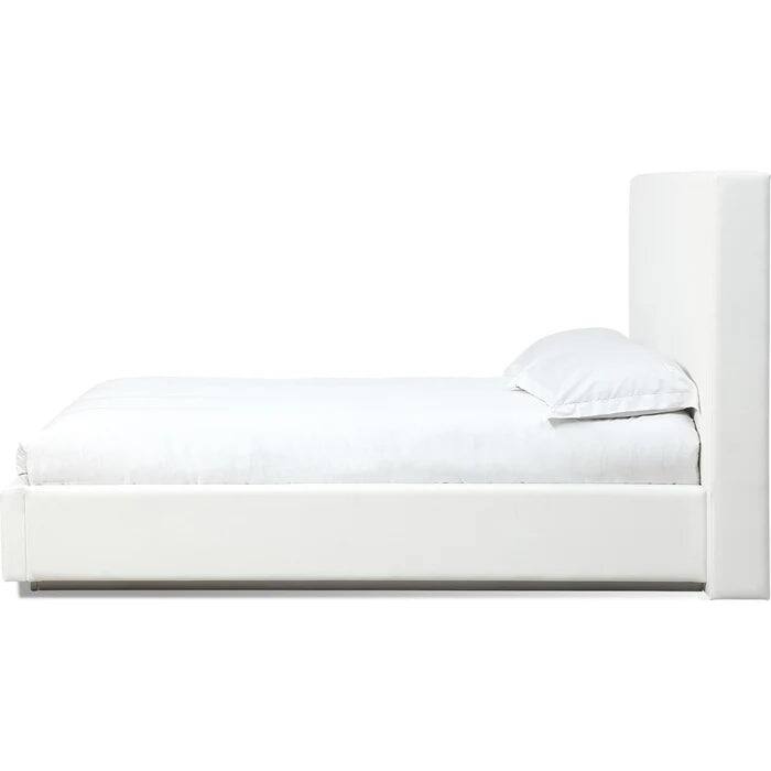 Seabourne Modern Platform Bedroom Set in Bisque (Bed + Nightstand + Dresser and Mirror + Chest)