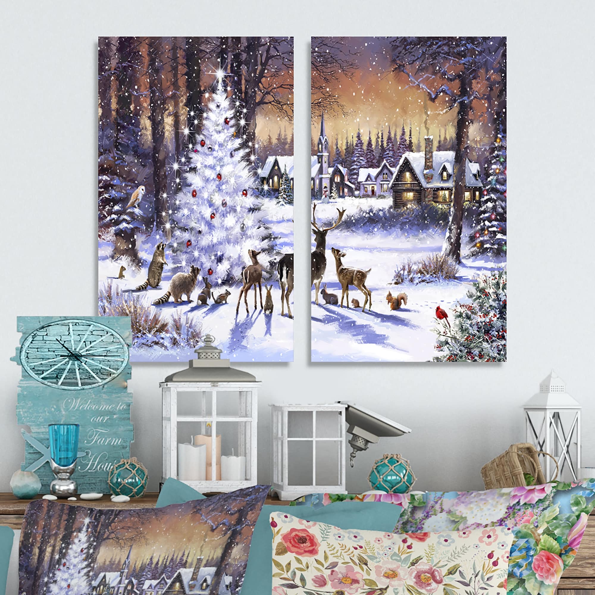 Deer Bucks LED Lighted Canvas Art ~ 12 x 16 Hanging 