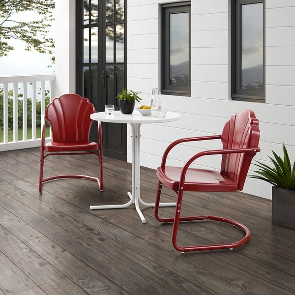 slide 2 of 40, Crosley Tulip 3Pc Outdoor Bistro Set - 98 W x 29 D x 32.88 H Dark Red Satin