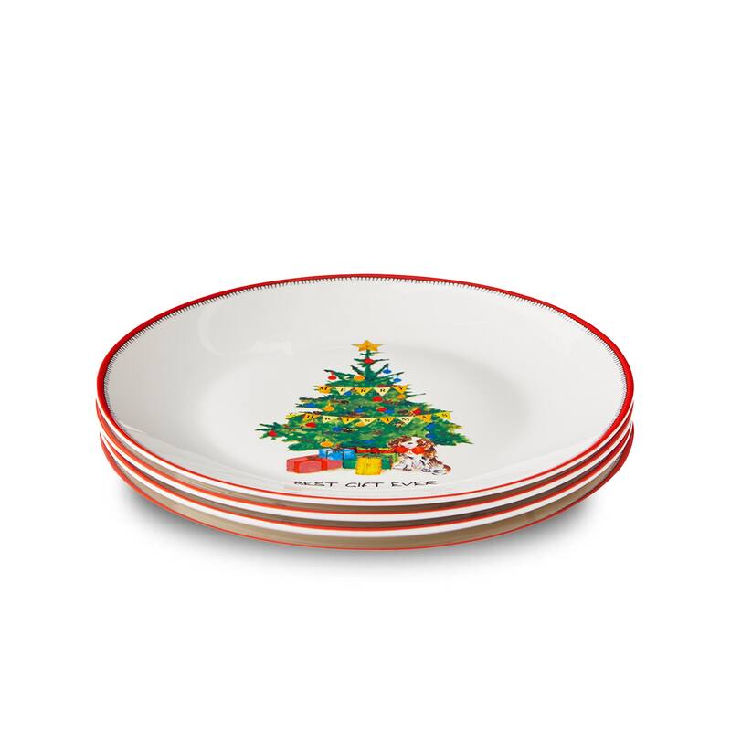 Spode Set of 4 Kit Kemp Doodles Christmas Cake Plates - 6-Inch - 6-Inch
