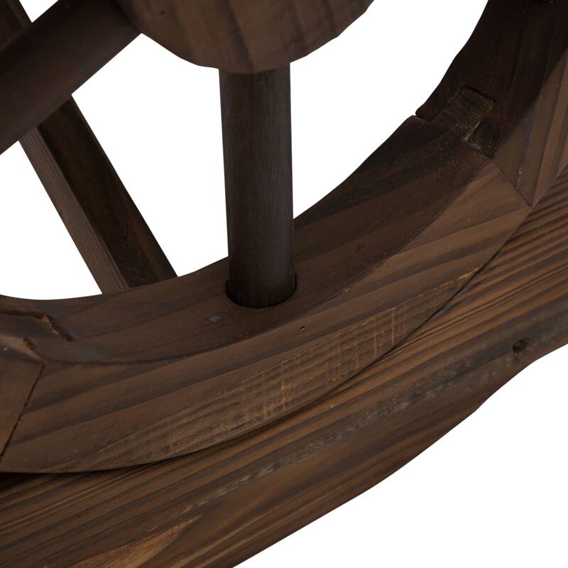Outsunny 2-Person Wood Outdoor Garden Bench with a Unique Wheel Designed Legs