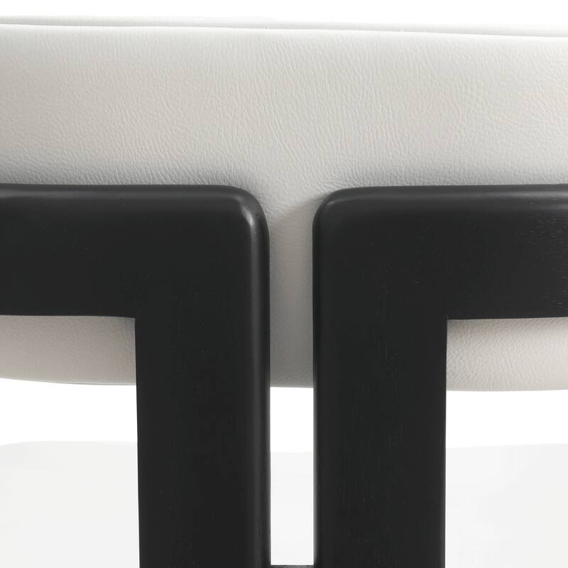 Dining Chairs Upholstered Leather Seats in Rubberwood Set of 4 Arm Chairs Open Back Design