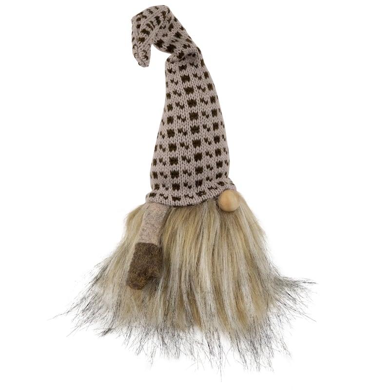 Long Haired Standing Gnome Christmas Figure - 13" - Beige and Brown