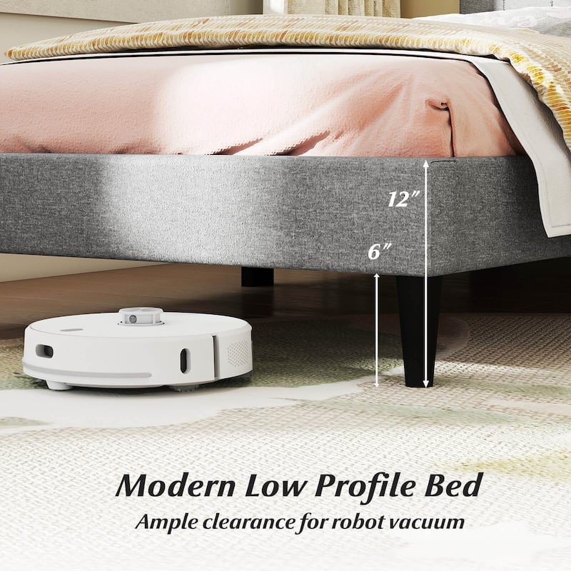 Costway Twin/Full/Queen Size Bed Frame with Linen Fabric Upholstered