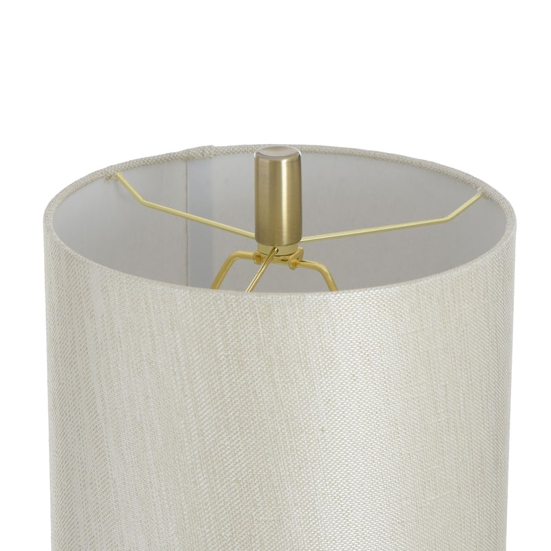 Halle Brass Buffet Lamp - Modern Design on Black Pedestal Base - Cream Shade