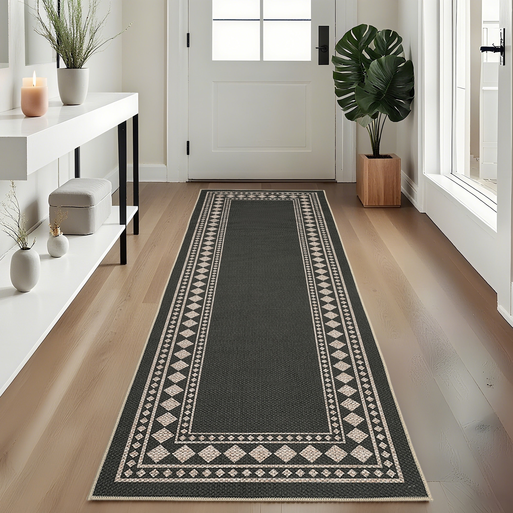 Modern 2'x6'Area Rug,Minimalist Geometric Pet Friendly Area Rug - 2'3" x 12' Runner