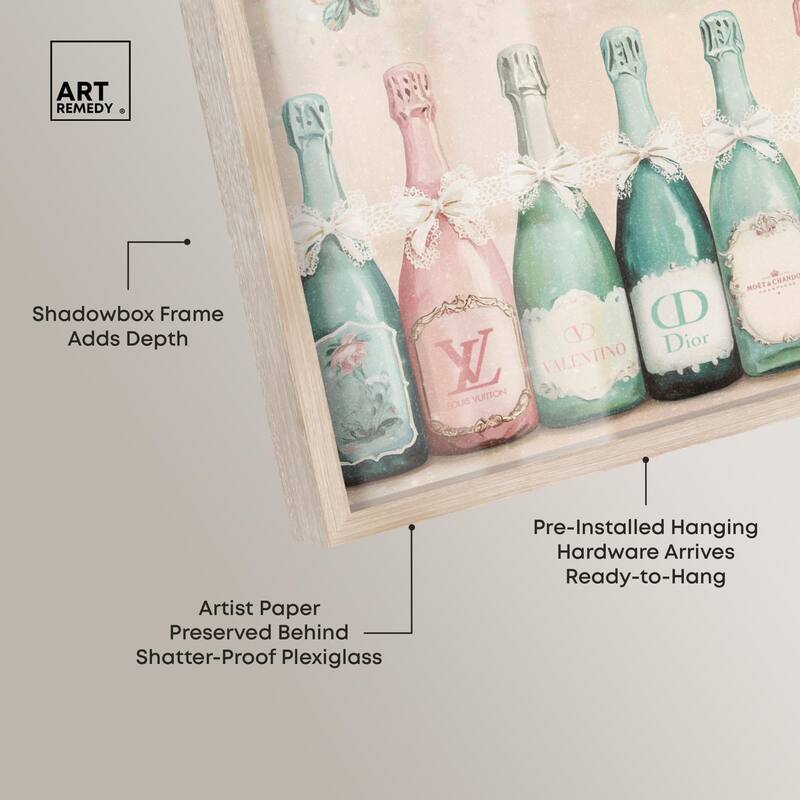 Champagne Mint and Pink Shadowbox by Art Remedy