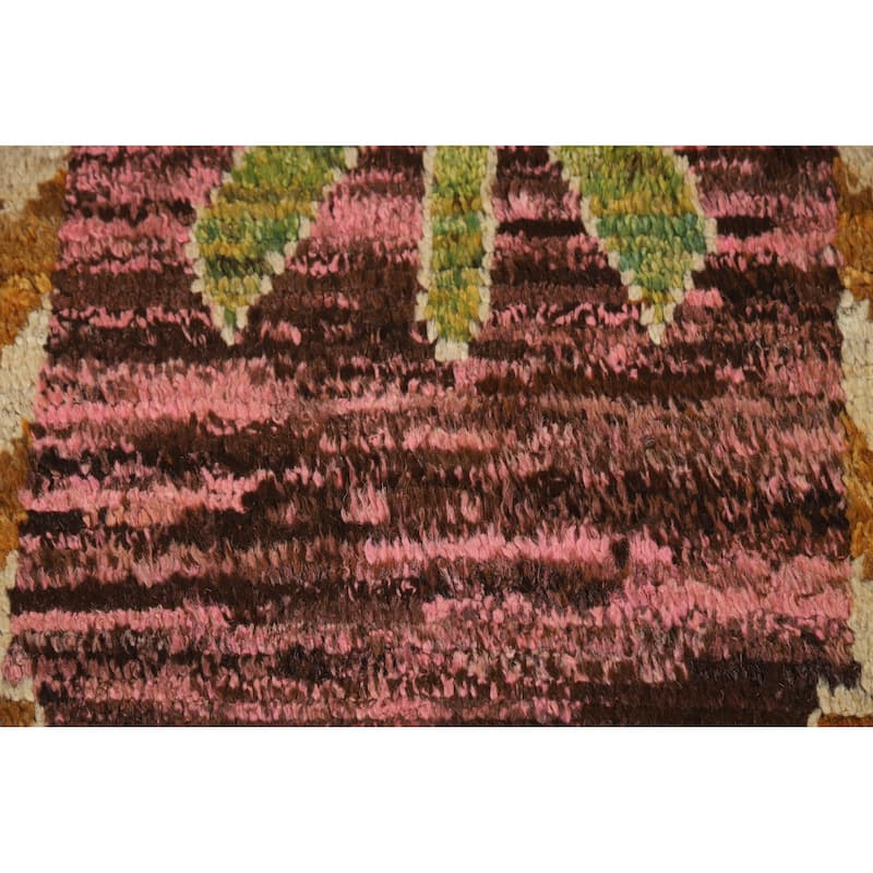 Geometric Moroccan Oriental Large Rug Hand-Knotted Pink Wool Carpet - 10'1" x 13'10"