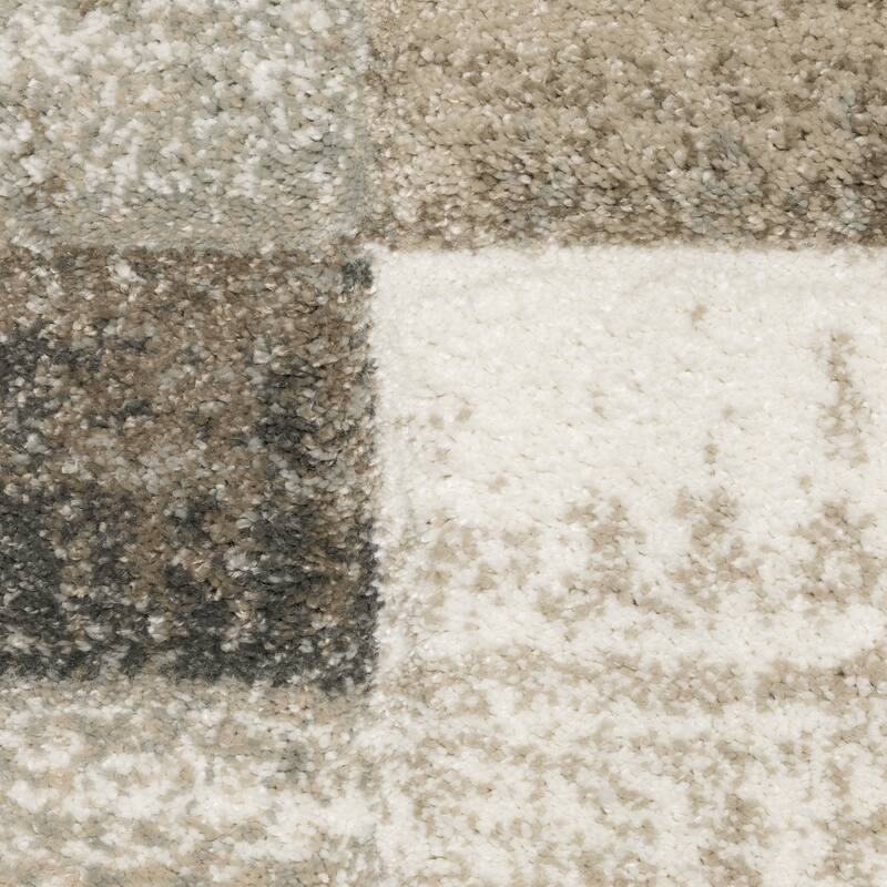 Bastia Carved Block Ivory/Gray Area Rug
