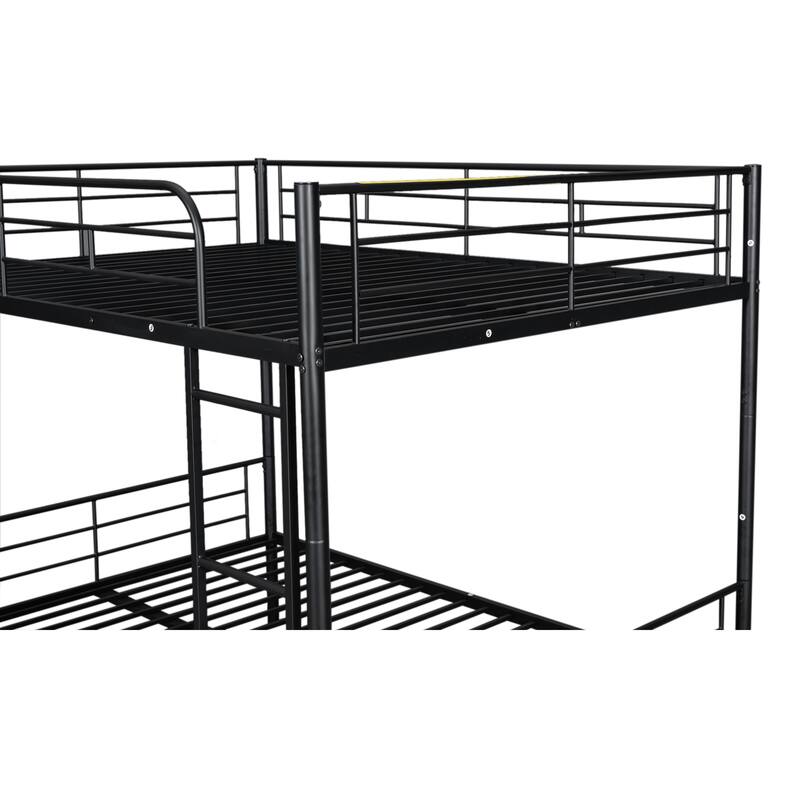 Full Over Full Metal Bunk Bed with Trundle, Black