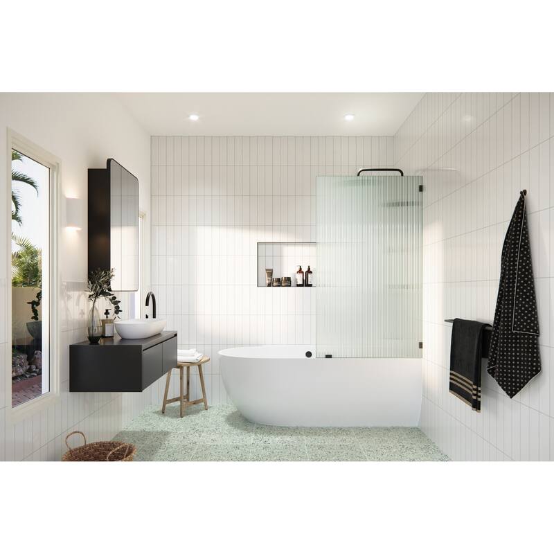 Glass Warehouse B-FL-34 Gaia 58-1/4" High x 34" Wide Shower Screen
