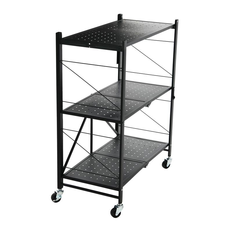 Household Essentials Metal 3-Tier Foldable Utility Rack - 26.8"L x 13.8"W x 33.8"H