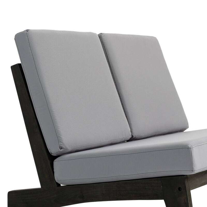 Acacia Wood Outdoor Armless Club Chair With Waterproof Cushion