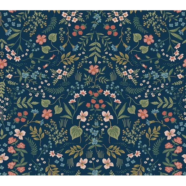 slide 2 of 7, Rifle Paper Co. Wildwood Navy Peel and Stick Wallpaper