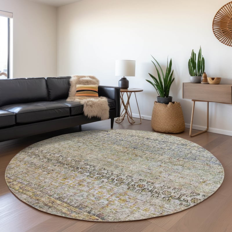 Machine Washable Indoor/ Outdoor Boho Ombre Chantille Rug - Seafoam - 8' x 8'