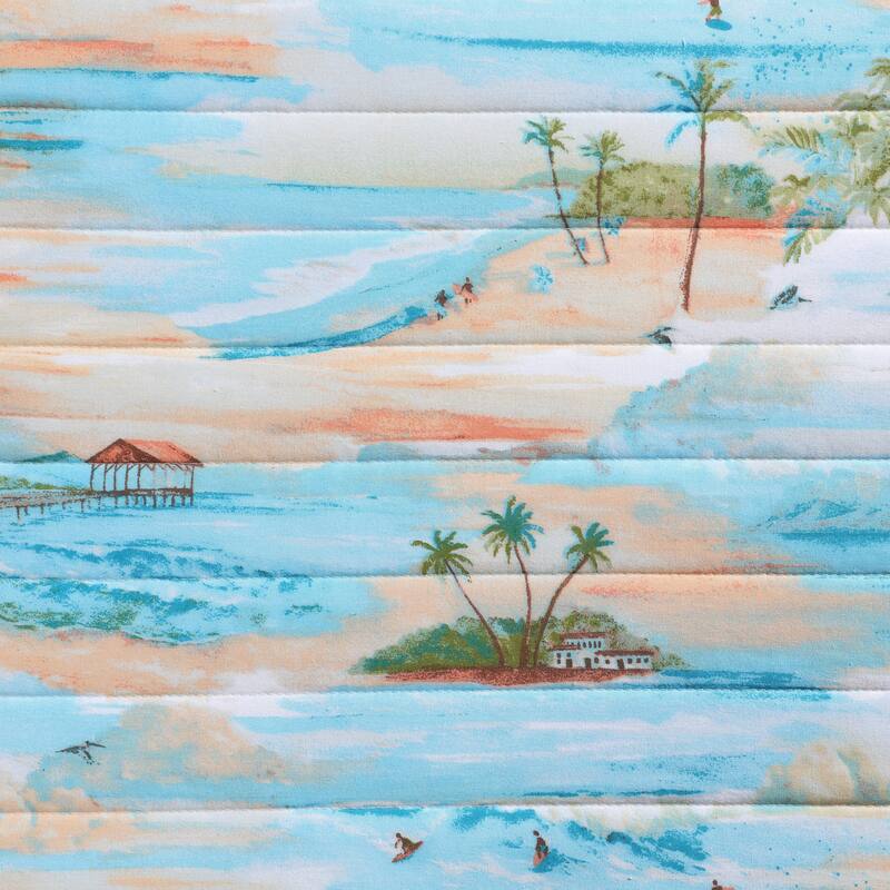 Tommy Bahama Bon Voyage Tropical Island Reversible Cotton Quilt (Blue, 3 Piece Set)