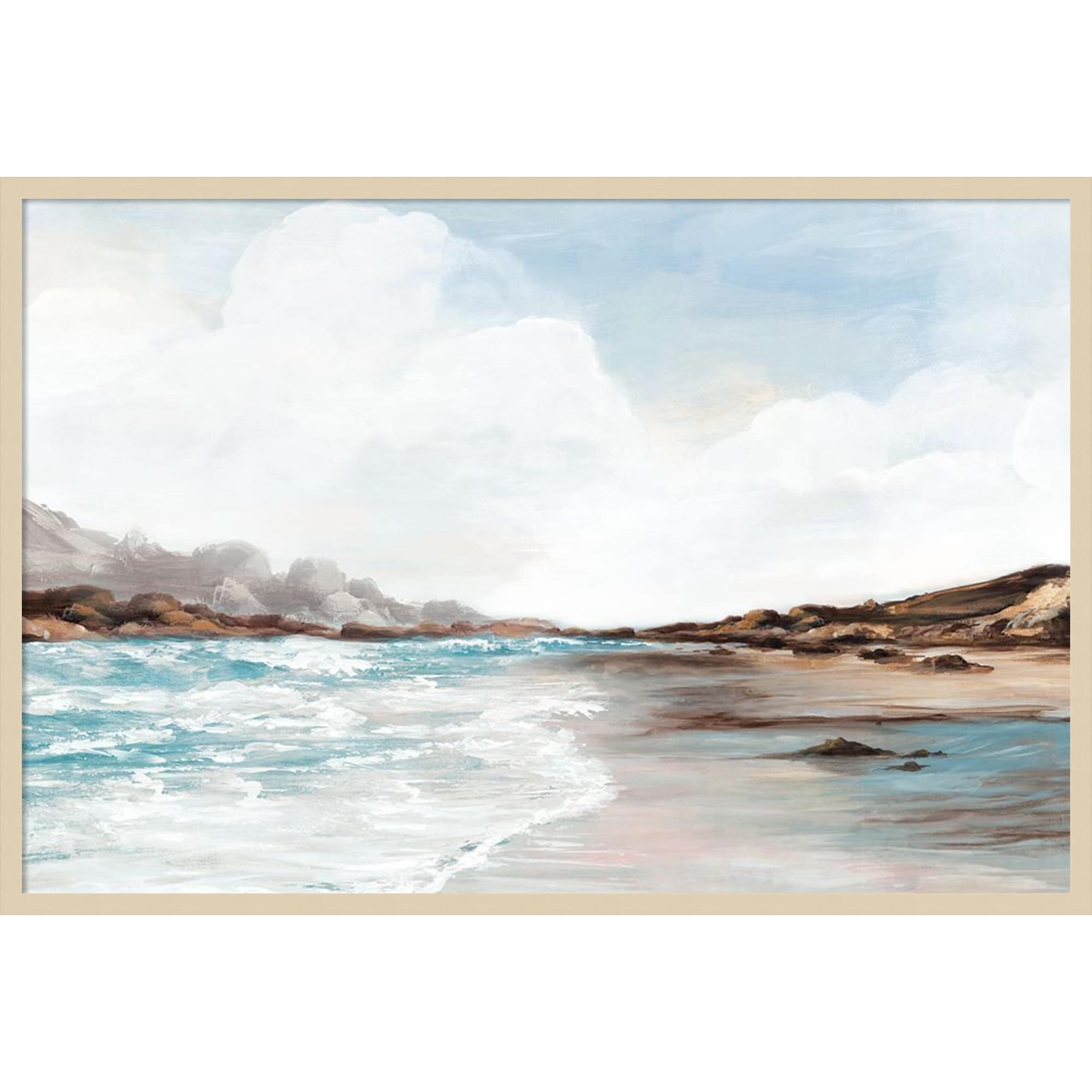 Calm Shores and Rolling Waves by PI Studio Framed Mounted Canvas Wall Art Print