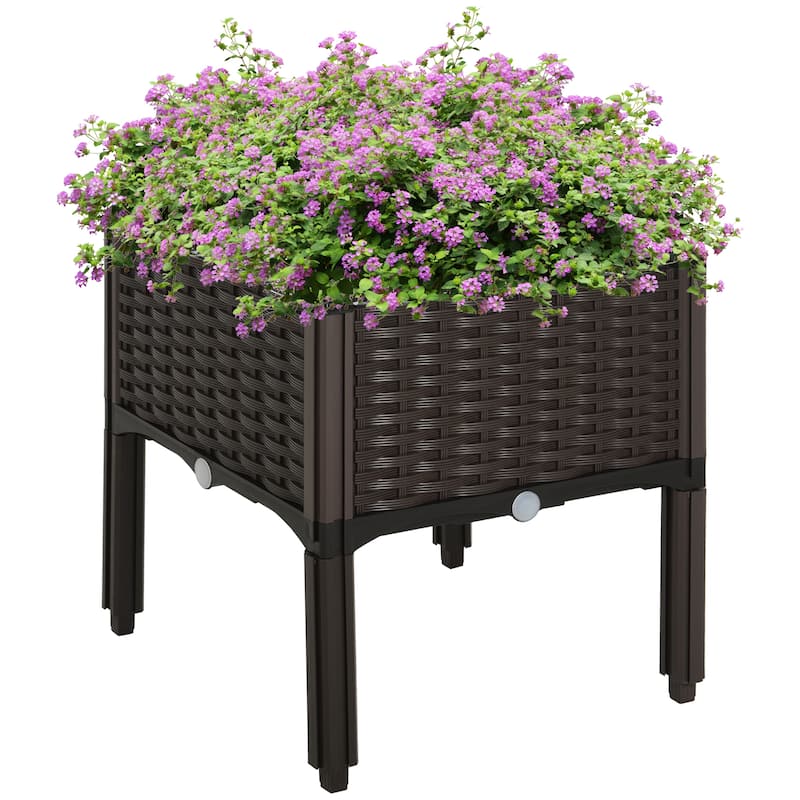 Raised Garden Bed with Legs, Self-Watering Planter Box Raised Bed to Grow Flowers, Herbs & Vegetables, Brown - Brown
