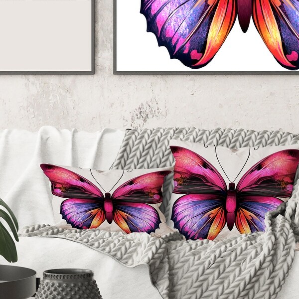 Designart Bright Pink Butterfly Portrait Modern Printed Throw