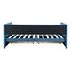 preview thumbnail 7 of 7, Twin Size Blue Corduroy Accent Daybed Sofa Bed Dual Storage Drawers & Wood Slat Modern Design