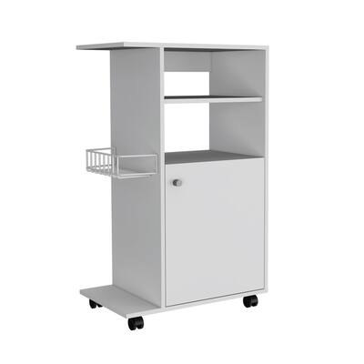 Rolling Kitchen Island Cart with 1-Cabinet and 2-Open Shelves