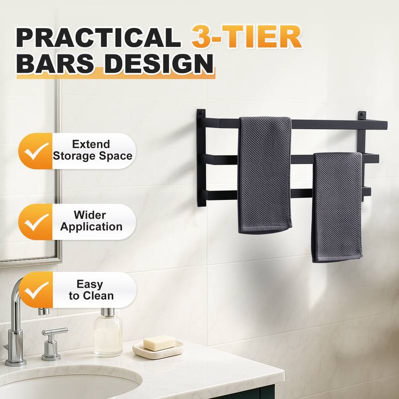 WOWOW Modern Wall-Mounted Stainless Steel Tiered Three-Tier Towel Rack