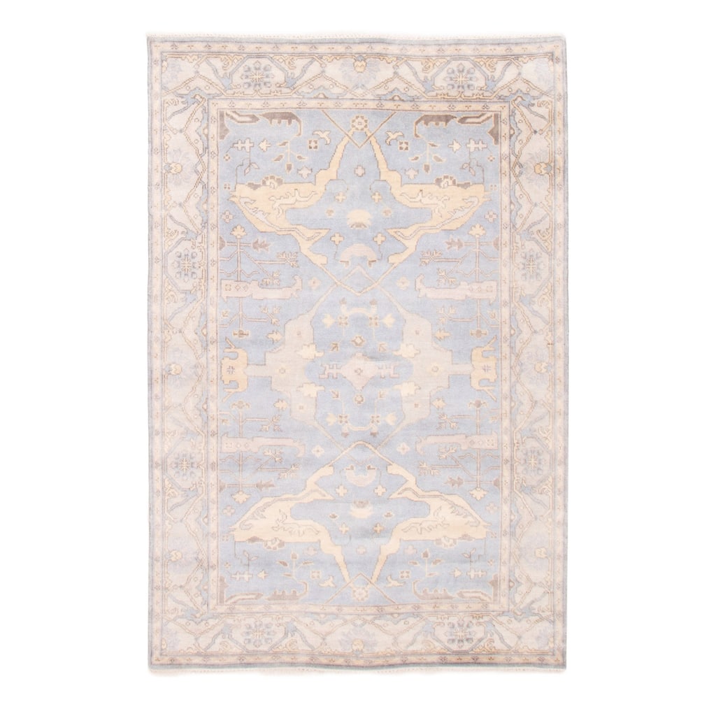 ECARPETGALLERY Hand-knotted Royal Oushak Light Blue Wool Rug - 6'3 x 9'3