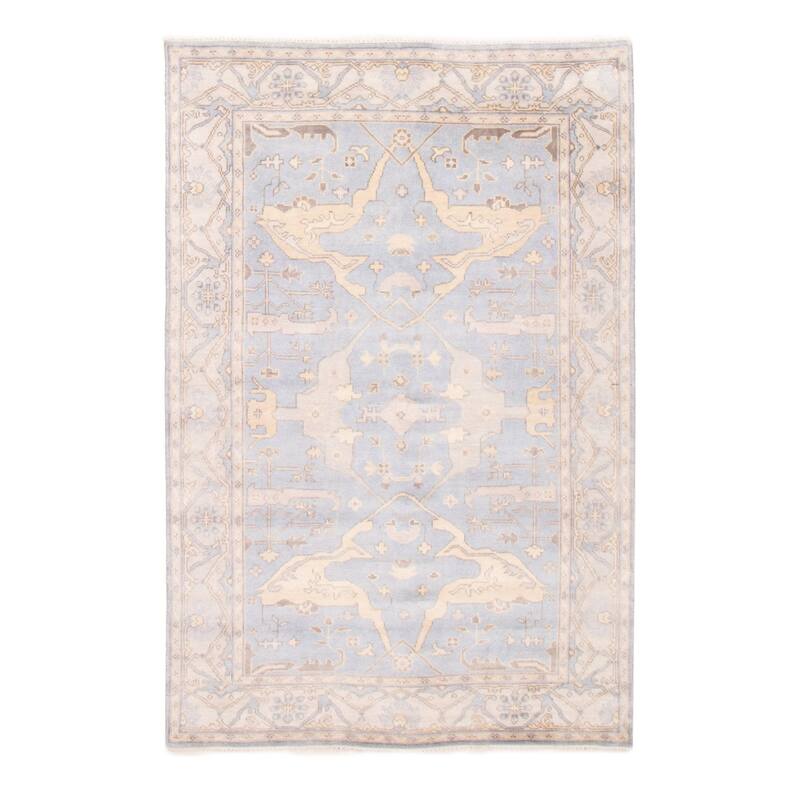 ECARPETGALLERY Hand-knotted Royal Oushak Light Blue Wool Rug - 6'3 x 9'3