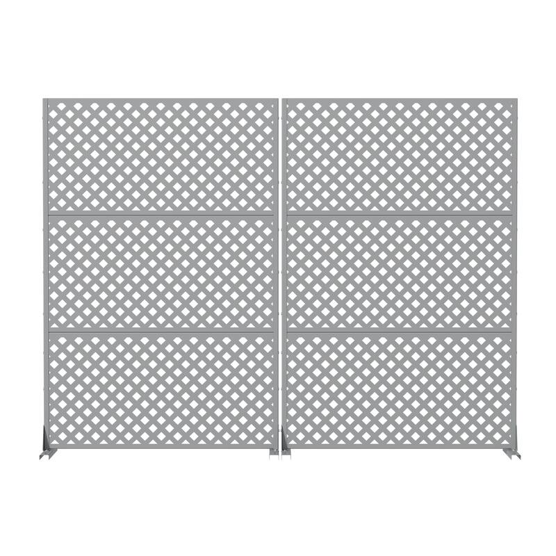 Outdoor Rectangle Privacy Screens Metal Screen Fence Panel Set of 2