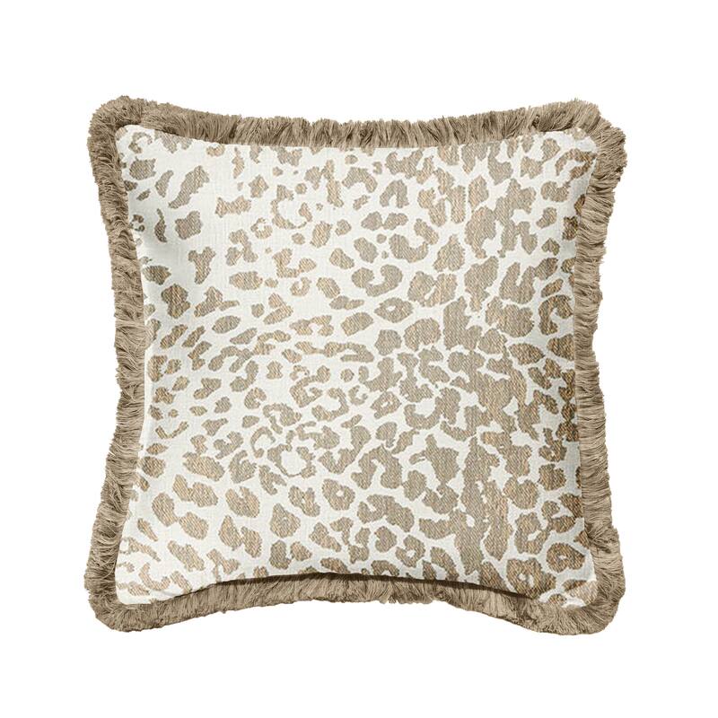 Sunbrella Instinct Dune and Taupe Fringe Indoor/ Outdoor Pillow - 18 in L x 18 in W
