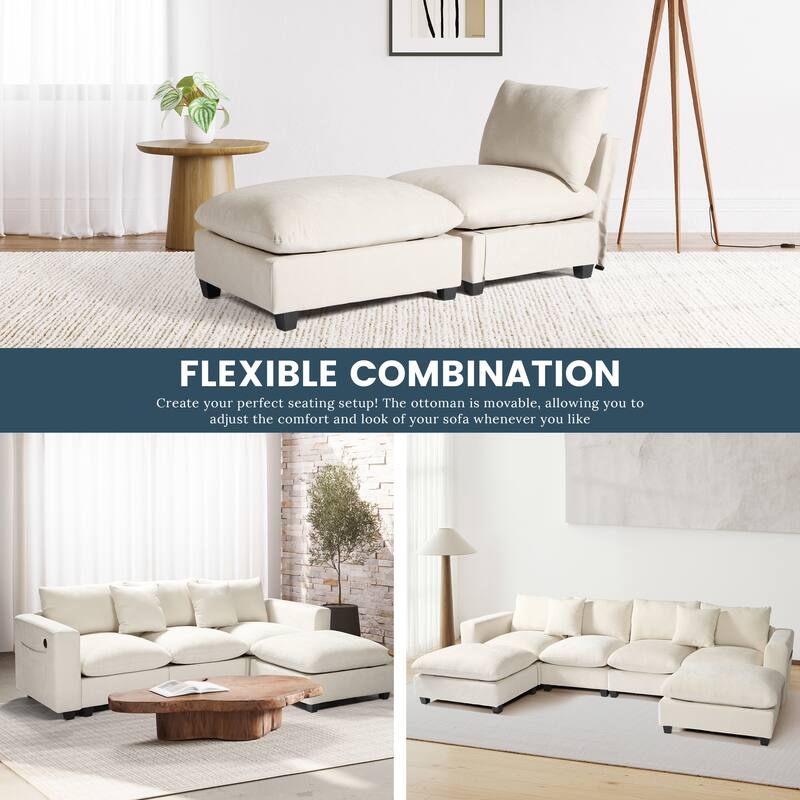 Lucca Chenille Upholstered Single Sofa Chair with Ottoman