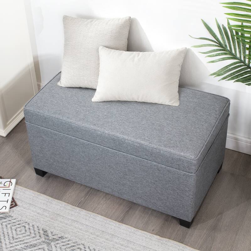 Adeco Linen Storage Ottoman Bench for Entryway or Bedroom