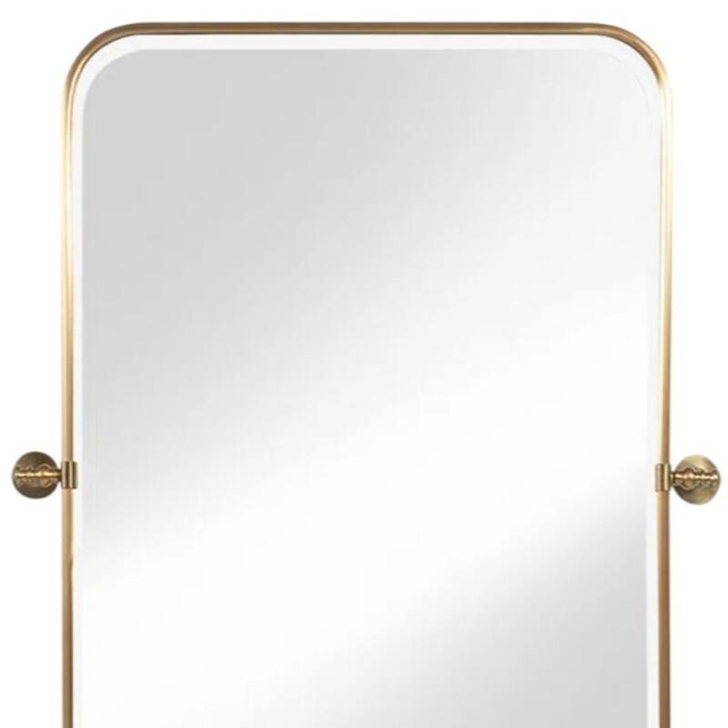 HomeRoots 36" Gold Metal Framed Bathroom Vanity Mirror - 24.00 in. x 36.00 in. x 1.57 in.