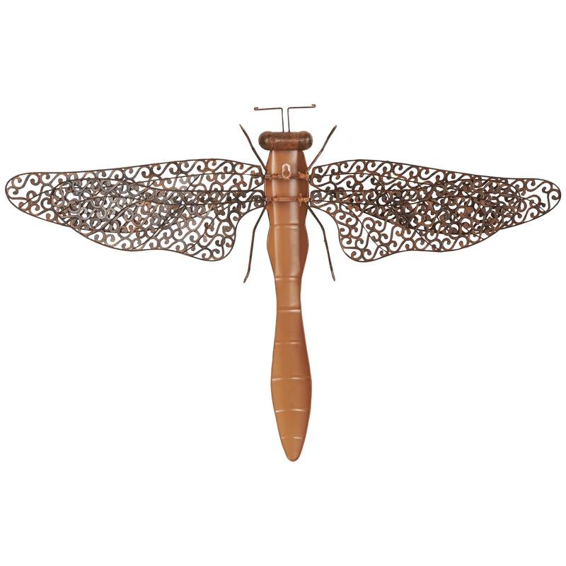 Metal Dragonfly Indoor Outdoor Home Wall Decor - Brown - Roche River Decor