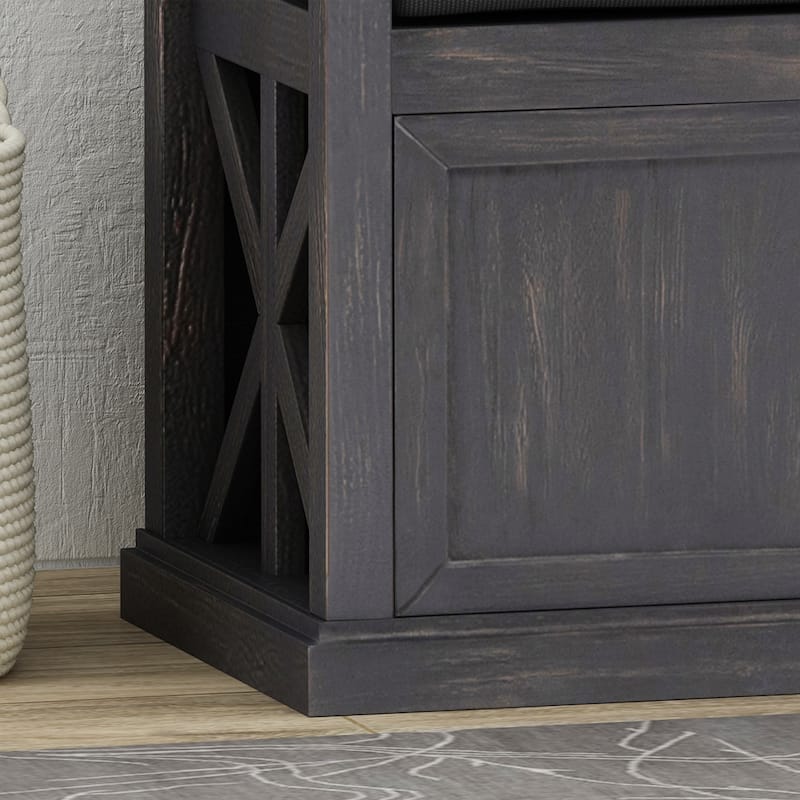 Modern Shoe Storage Bench with Upholstered Cushion for Living Room and Entryway